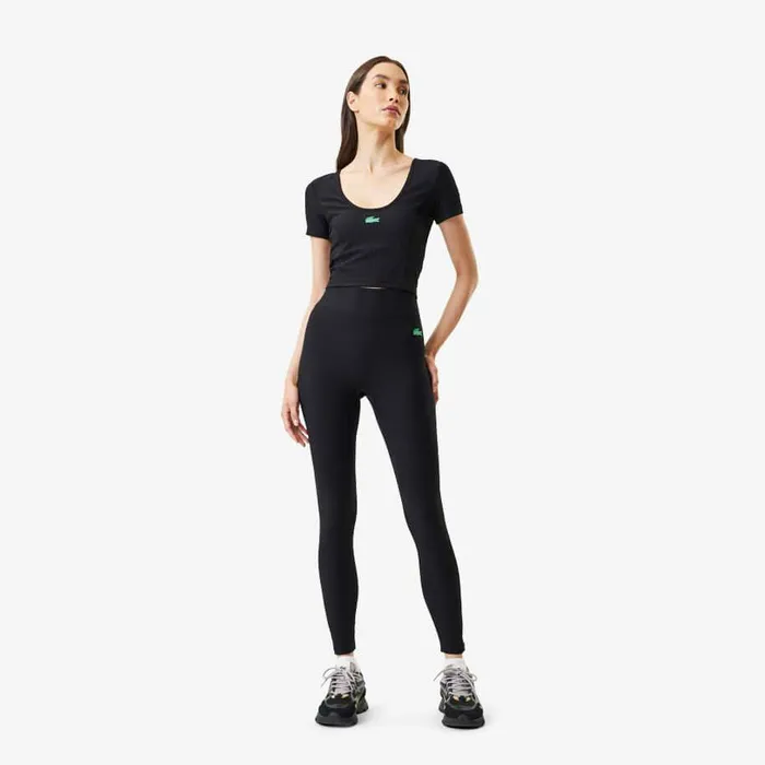 Pants and Leggings Women Lacoste Women039s Lacoste X Bandier Ribbed Leggings Black 031