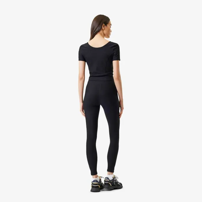 Pants and Leggings Women Lacoste Women039s Lacoste X Bandier Ribbed Leggings Black 031