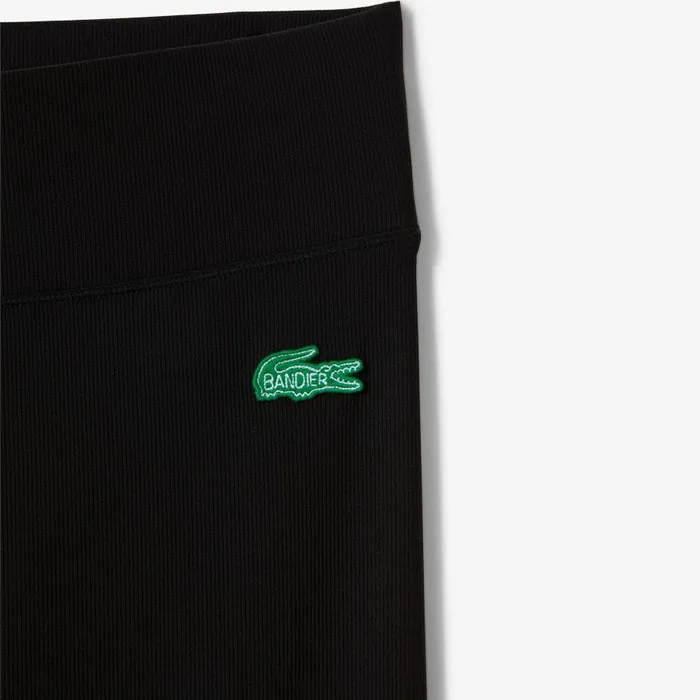 Pants and Leggings Women Lacoste Women039s Lacoste X Bandier Ribbed Leggings Black 031
