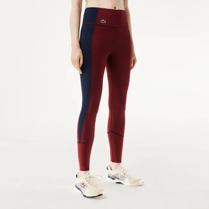 Pants and Leggings Women Lacoste Women039s Stretch Sport Leggings With Pockets Bordeaux Navy Blue Lgi