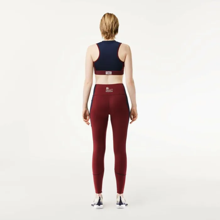 Pants and Leggings Women Lacoste Women039s Stretch Sport Leggings With Pockets Bordeaux Navy Blue Lgi
