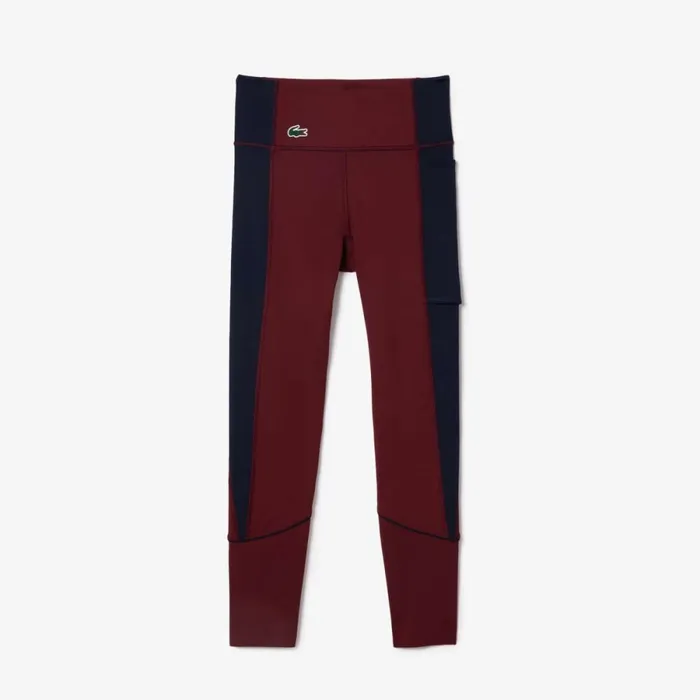 Pants and Leggings Women Lacoste Women039s Stretch Sport Leggings With Pockets Bordeaux Navy Blue Lgi