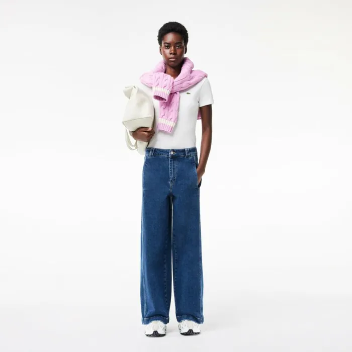 Pants and Leggings Women Lacoste Womens Stretch Denim Jeans Blue Chine 36l