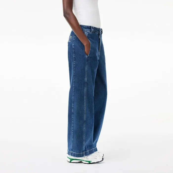 Pants and Leggings Women Lacoste Womens Stretch Denim Jeans Blue Chine 36l