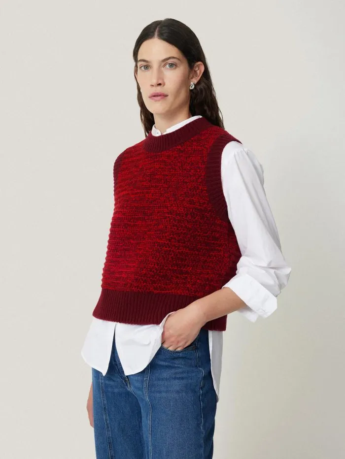 Perdi Knitted Tank Red Women Jigsaw Knitwear and Cashmere
