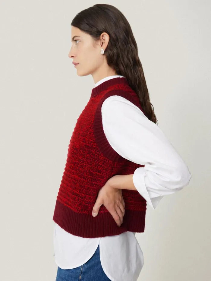 Perdi Knitted Tank Red Women Jigsaw Knitwear and Cashmere