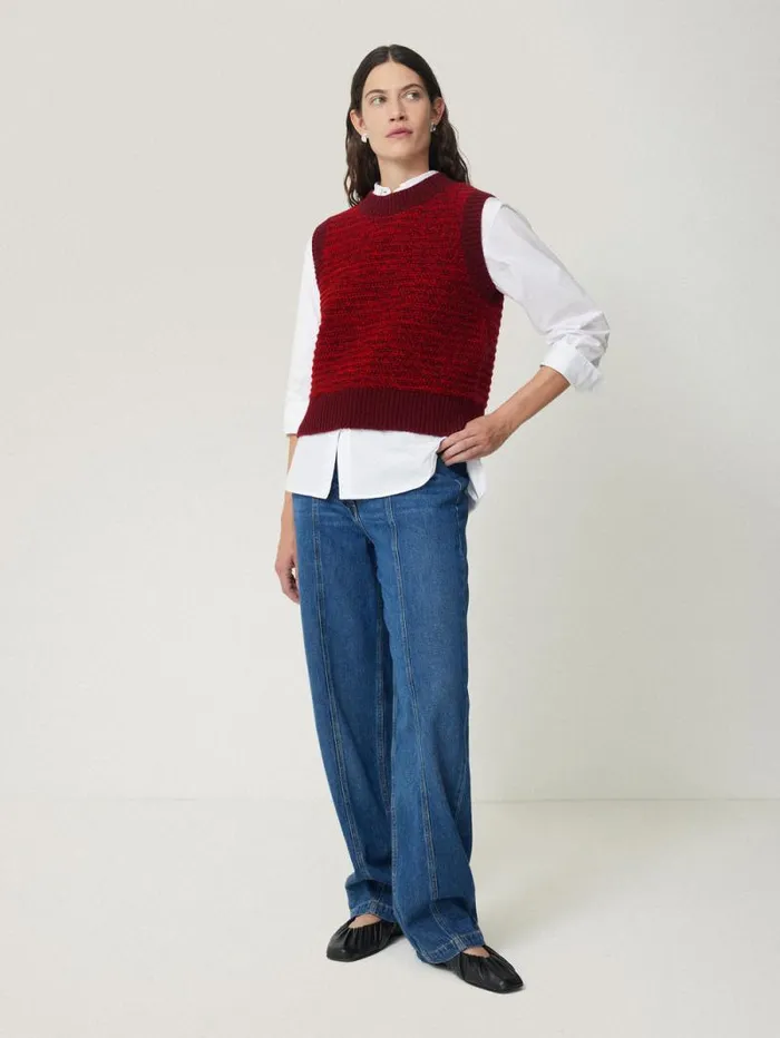 Perdi Knitted Tank Red Women Jigsaw Knitwear and Cashmere