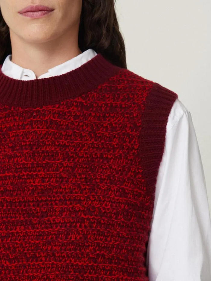 Perdi Knitted Tank Red Women Jigsaw Knitwear and Cashmere