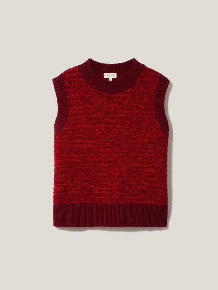 Perdi Knitted Tank Red Women Jigsaw Knitwear and Cashmere