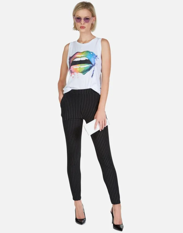Peyton Rainbow Smudge Lip White Women Lauren Moshi Tanks