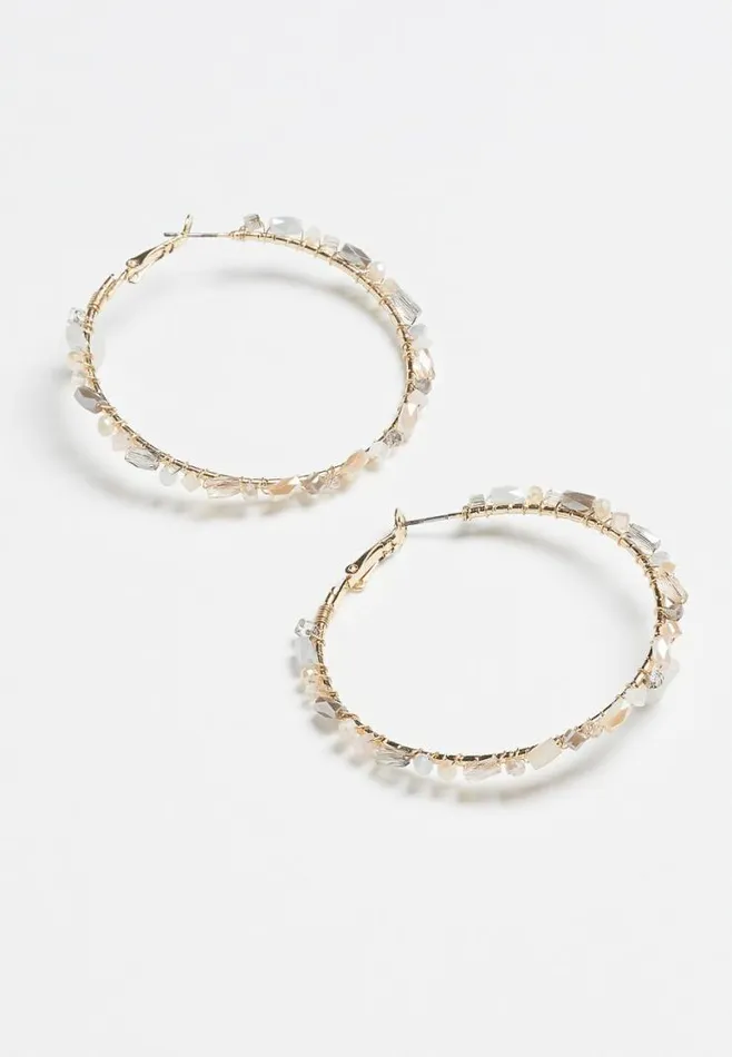 Pink Beaded Hoop Earrings Women Maurices Jewelry