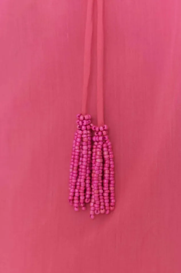 Pink Floral Details Sleeveless Midi Dress Women FARM Rio Maxi Dresses