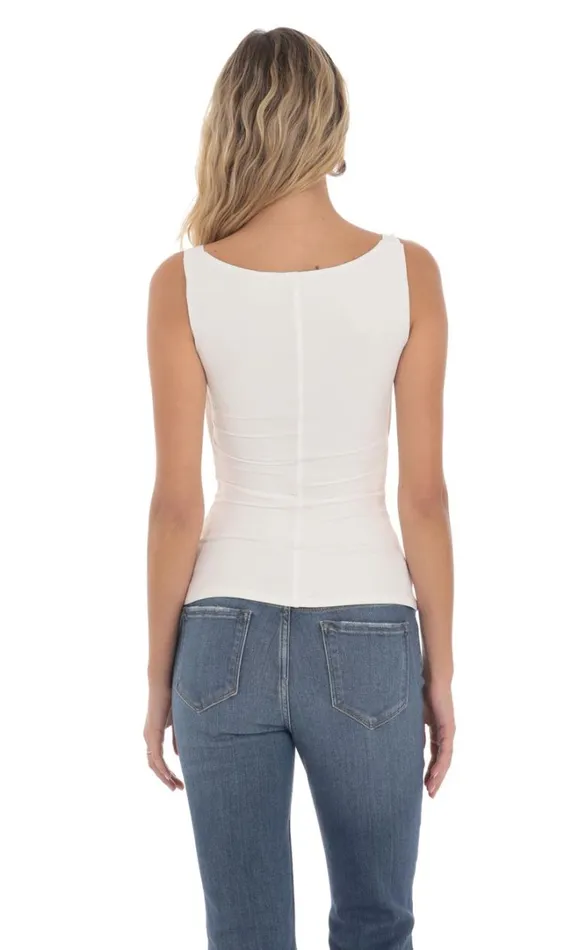 Plunge Cutout Top White Women LUCY IN THE SKY Tops Plunge Cutout Top White Women LUCY IN THE SKY Tops