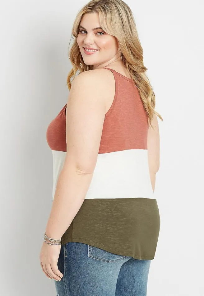 Plus Size 247 Color Block High Neck Tank Top Women Maurices Plus Tops
