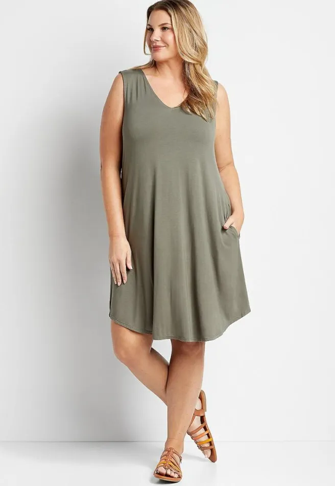 Plus Size 247 Green Sleeveless Shift Dress Women Maurices Plus Dresses and Jumpsuits