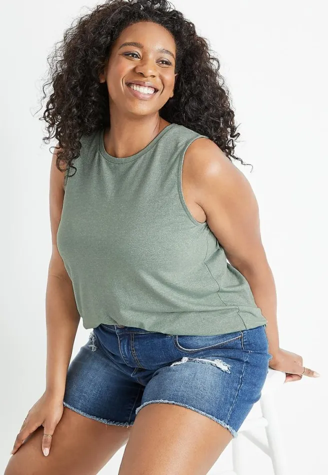 Plus Size 247 Olive Strappy Back Tank Top Women Maurices Plus Tops