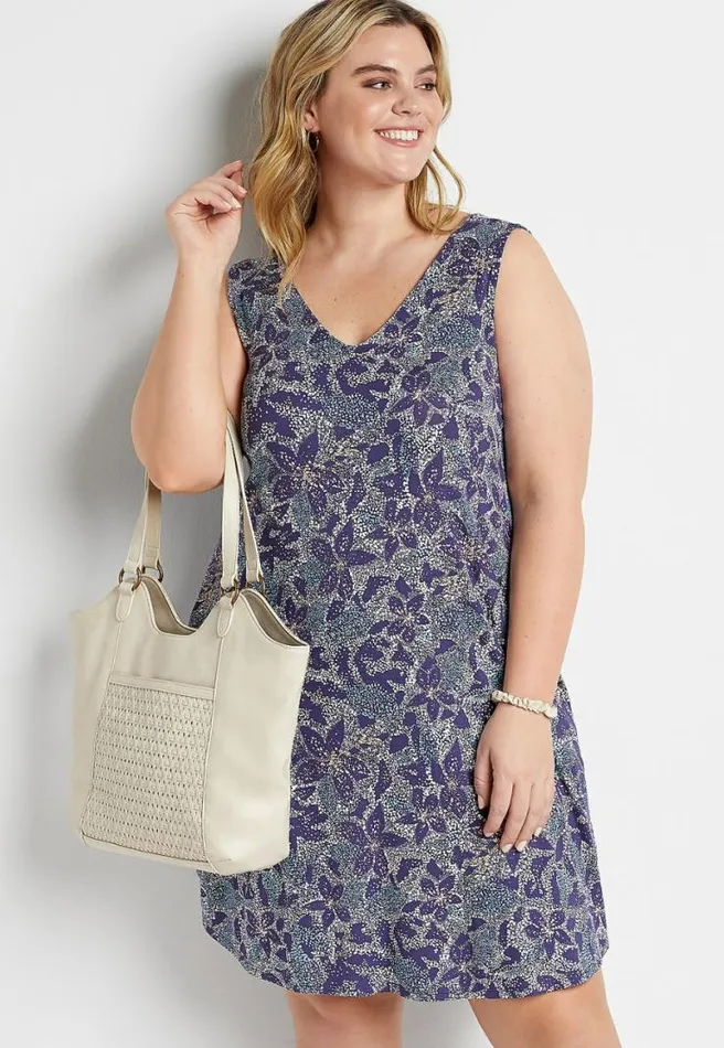Plus Size 247 Purple Floral Shift Dress Women Maurices Plus Dresses and Jumpsuits