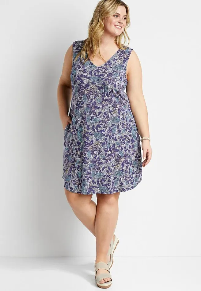 Plus Size 247 Purple Floral Shift Dress Women Maurices Plus Dresses and Jumpsuits