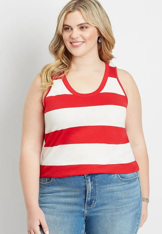 Plus Size 247 Red Striped Tank Top Women Maurices Plus Tops