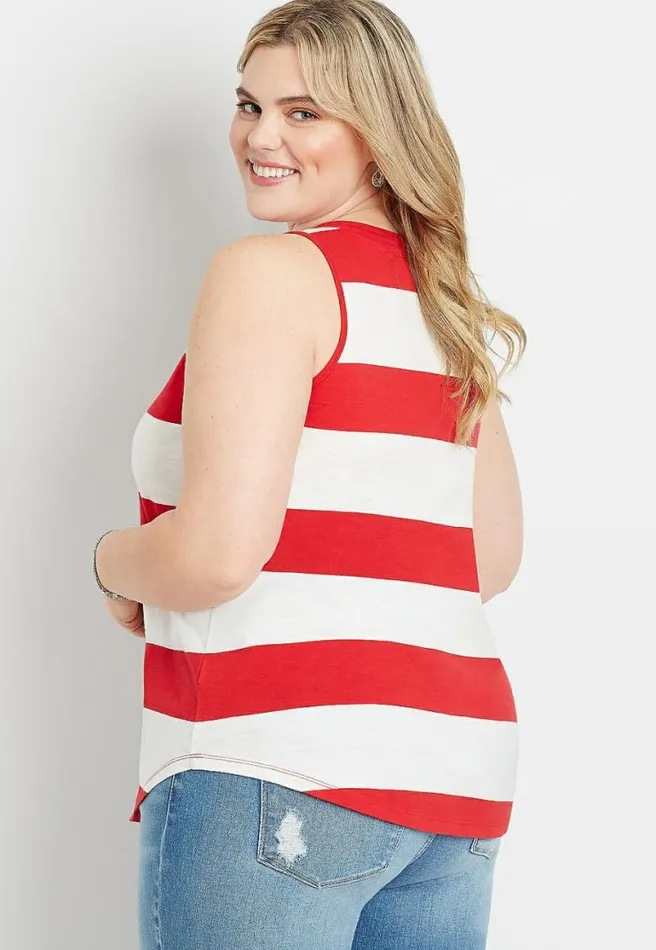 Plus Size 247 Red Striped Tank Top Women Maurices Plus Tops