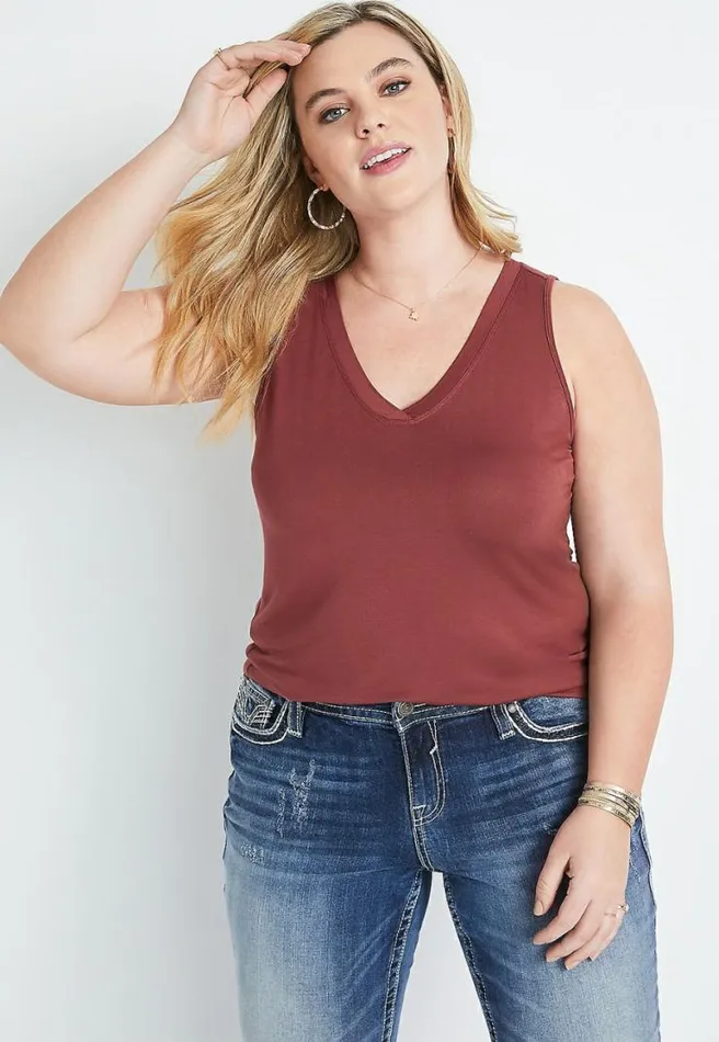 Plus Size 247 Red VNeck Tank Top Women Maurices Plus Tops