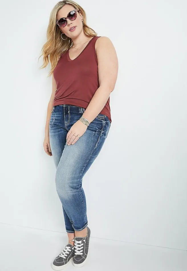 Plus Size 247 Red VNeck Tank Top Women Maurices Plus Tops