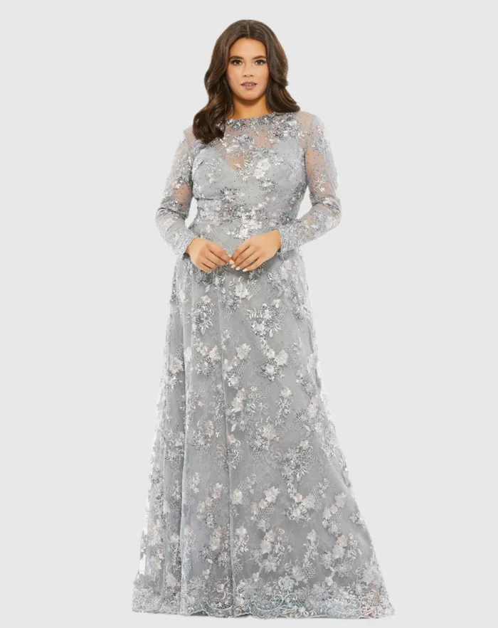 Plus Size Dresses Women Embellished Illusion Long Sleeve A Line Gown Plus 8211 FINAL SALE Platinum Mac Duggal Plus Size Dresses Women Embellished Illusion Long Sleeve A Line Gown Plus 8211 FINAL SALE Platinum Mac Duggal