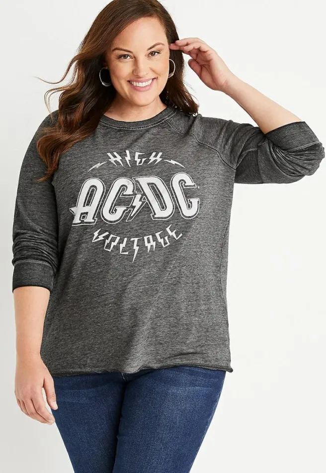 Plus Size Gray Acdc Graphic Sweatshirt Women Maurices Plus Tops