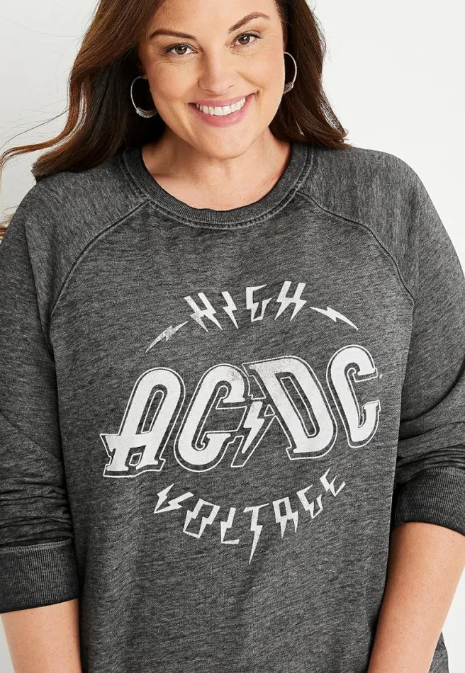 Plus Size Gray Acdc Graphic Sweatshirt Women Maurices Plus Tops