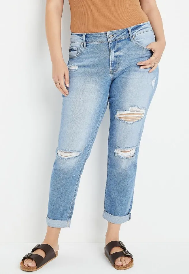 Plus Size Kancan Boyfriend High Rise Ripped Jean Women Maurices Plus Jeans