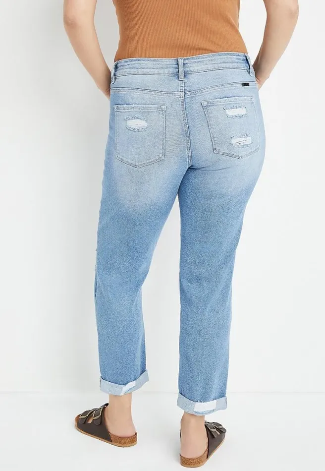 Plus Size Kancan Boyfriend High Rise Ripped Jean Women Maurices Plus Jeans