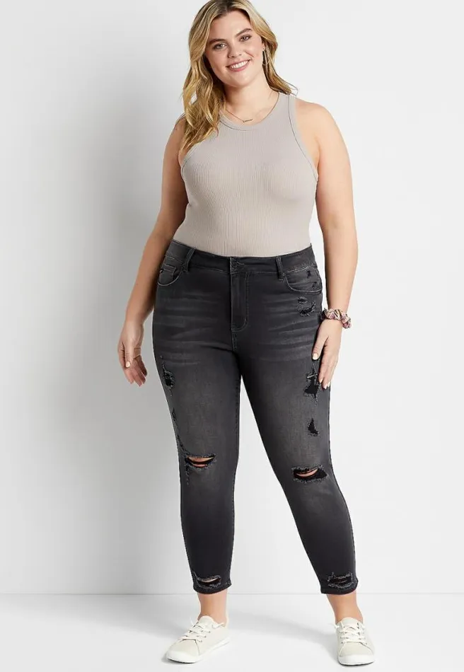 Plus Size Kancan High Rise Ripped Skinny Jean Women Maurices Plus Jeans