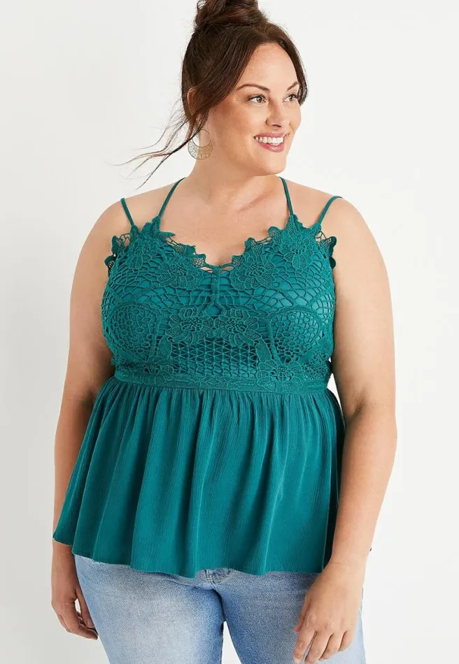 Plus Size Lace Top Babydoll Tank Top Women Maurices Plus Tops