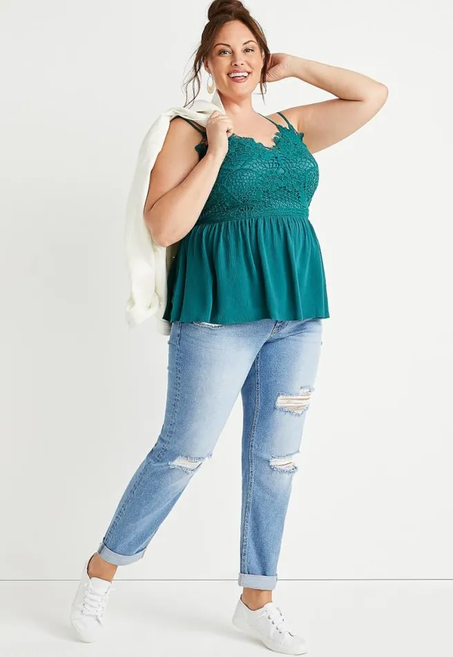 Plus Size Lace Top Babydoll Tank Top Women Maurices Plus Tops