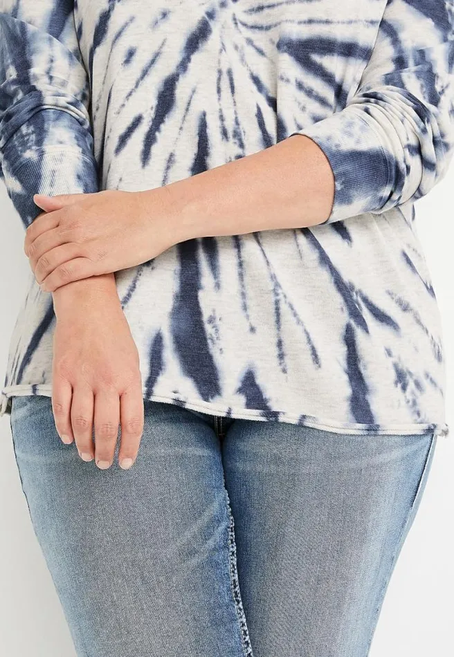 Plus Size Navy Tie Dye Crew Neck Sweatshirt Women Maurices Plus Tops