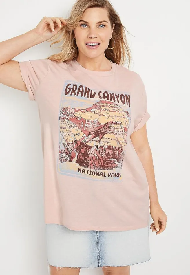 Plus Size Pink Grand Canyon Oversized Graphic Tee Women Maurices Plus Tops