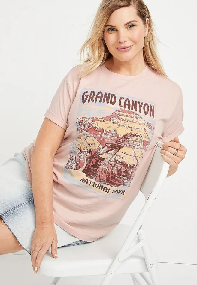 Plus Size Pink Grand Canyon Oversized Graphic Tee Women Maurices Plus Tops