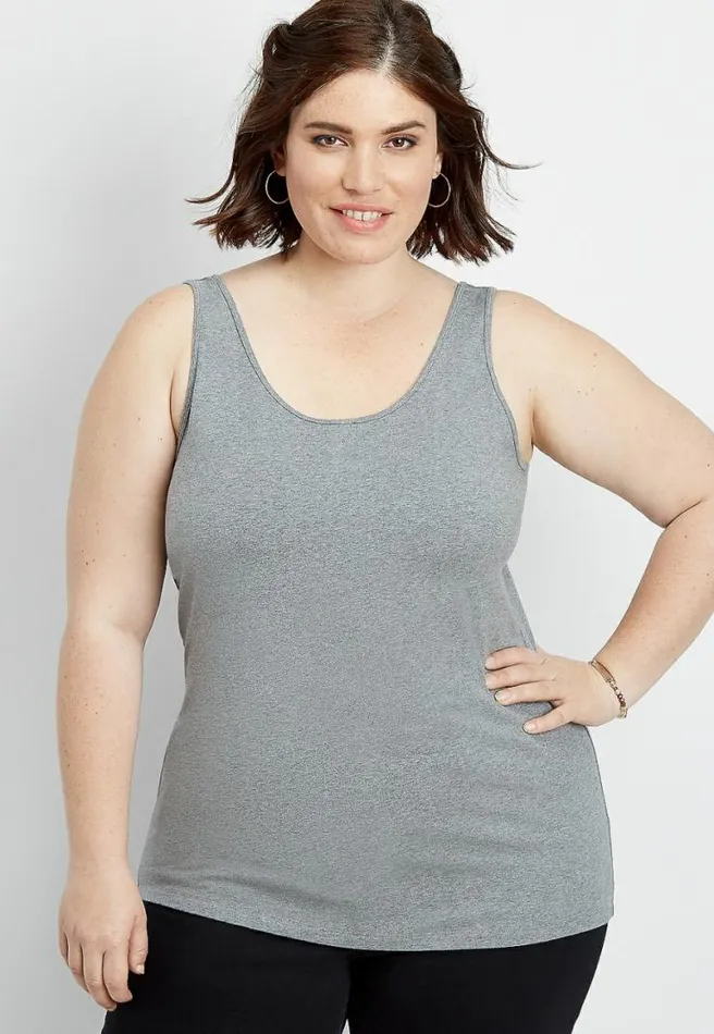 Plus Size Solid Scoop Neck Layering Tank Women Maurices Plus Tops