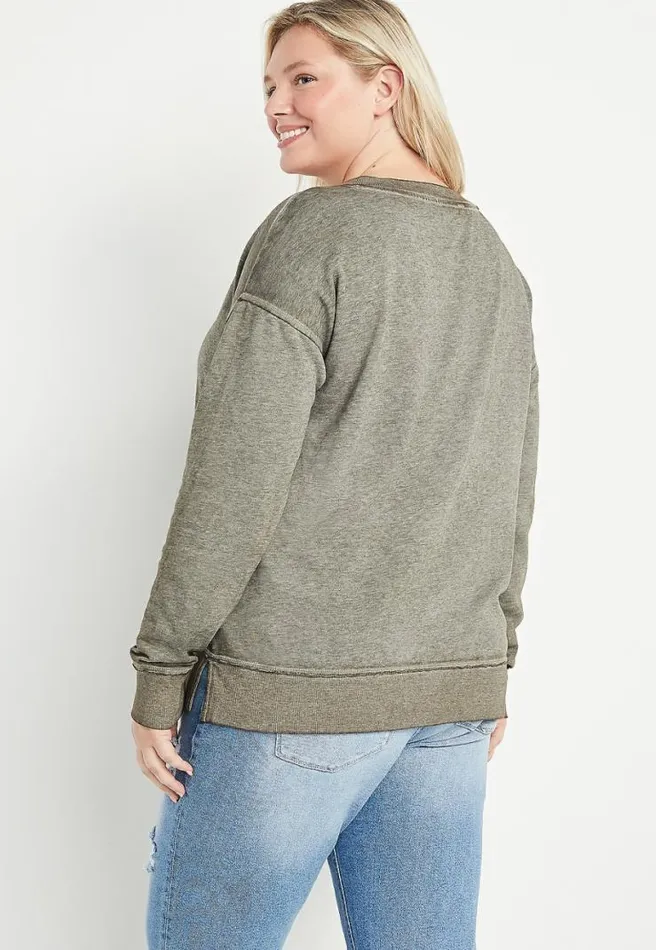 Plus Size Solid V Neck Sweatshirt Women Maurices Plus Tops
