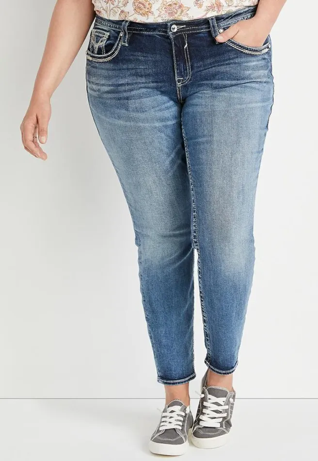 Plus Size Vigoss Dark Wash Embellished Pocket Skinny Jean Women Maurices Plus Jeans
