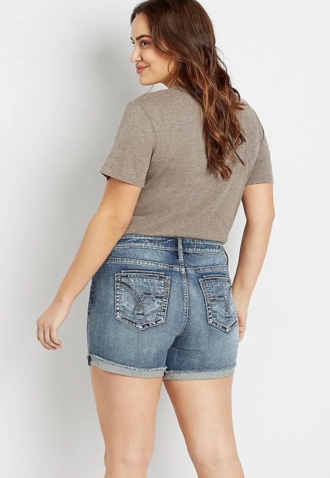 Plus Size Vigoss Medium Wash Fray Cuffed 6In Short Women Maurices Plus Bottoms