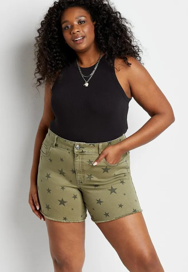 Plus Size Vintage Star Print 6In Short Women Maurices Plus Bottoms