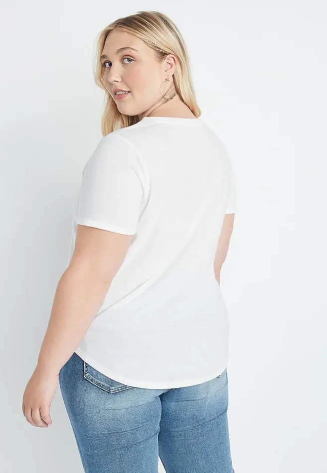 Plus Size White Adventure Vibes Oversized Graphic Tee Women Maurices Plus Tops