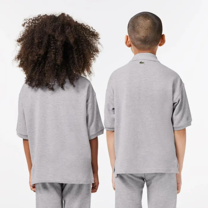 Polos Kids Lacoste Kids039 Cotton Piqu Print Polo Grey Chine Cca