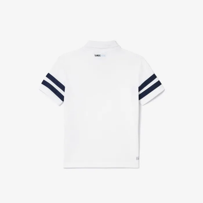 Polos Kids Lacoste Kids039 UltraDry Piqu Tennis Polo White Navy Blue 522