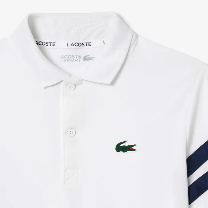 Polos Kids Lacoste Kids039 UltraDry Piqu Tennis Polo White Navy Blue 522