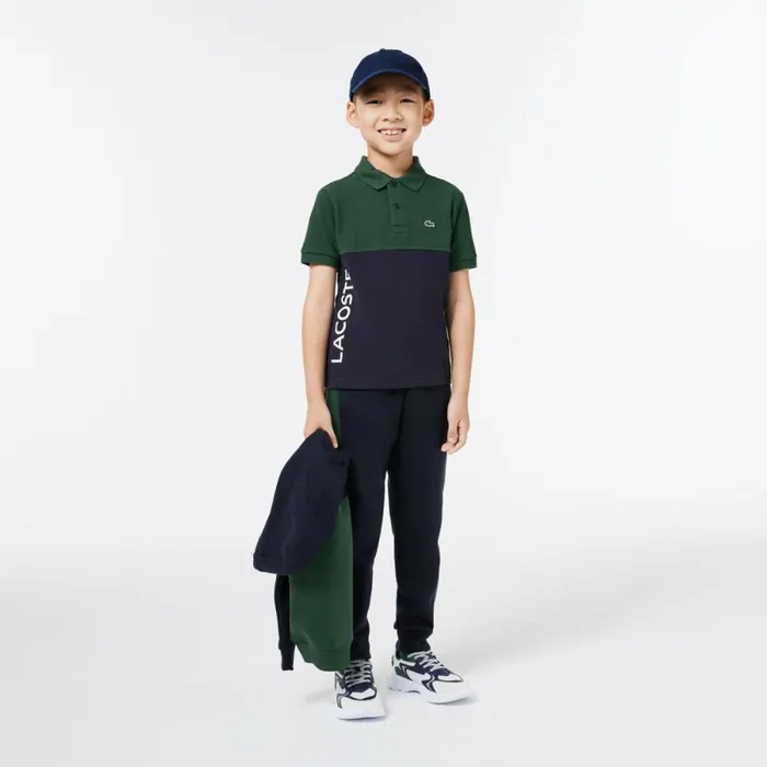 Polos Kids Lacoste Kids Organic Cotton Piqu Colorblock Polo Dark Green Navy Blue Kzi