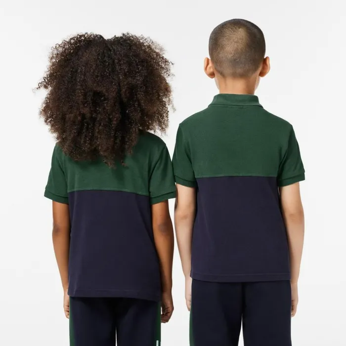 Polos Kids Lacoste Kids Organic Cotton Piqu Colorblock Polo Dark Green Navy Blue Kzi