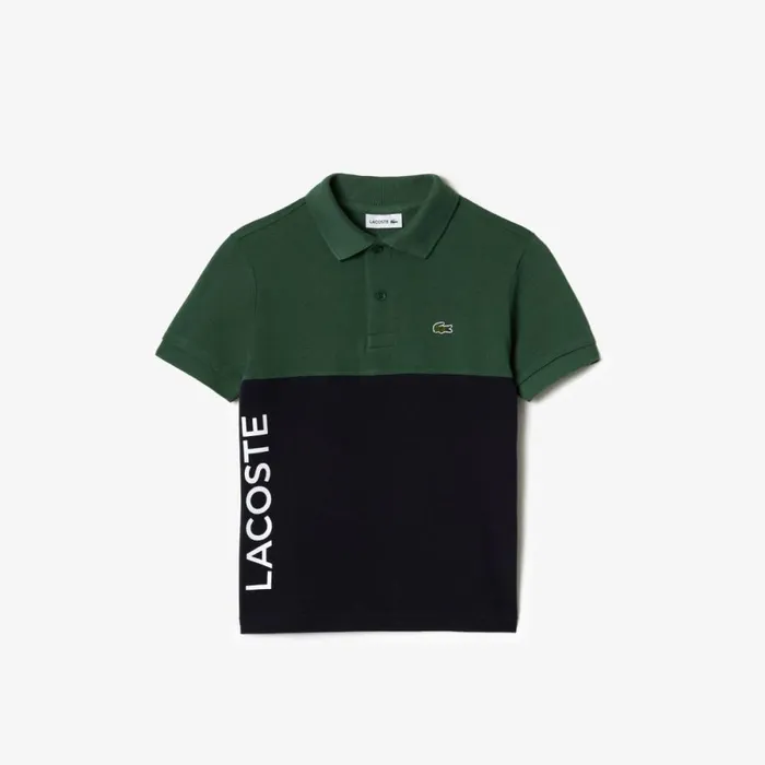 Polos Kids Lacoste Kids Organic Cotton Piqu Colorblock Polo Dark Green Navy Blue Kzi