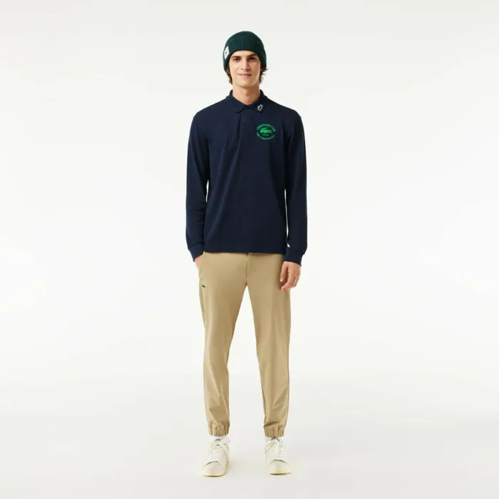 Polos Men Lacoste Men039s Long Sleeve AntiUV Golf Polo Navy Blue 166